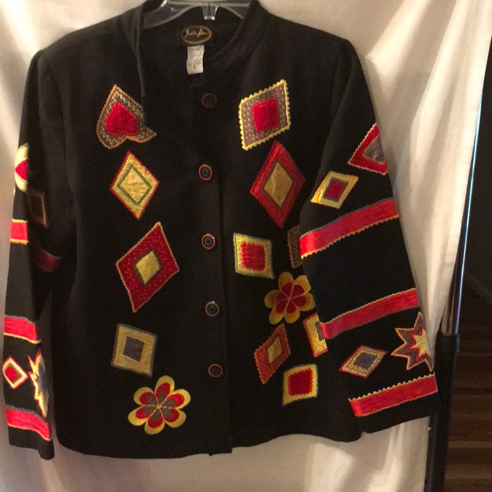 Julia Kim ladies sizel S black jacket mandarin neck full button front